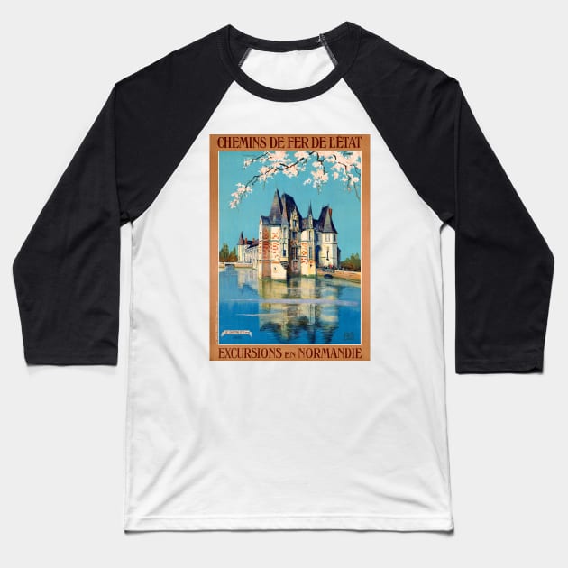 Vintage Travel Poster France Excusrions en Normandie Baseball T-Shirt by vintagetreasure